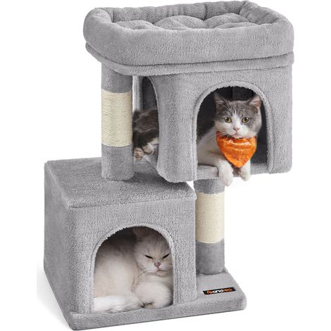 Árbol para gatos torre de juegos 67 cm casa para gatitos de hasta 3 kg gran plataforma 2 nidos rascador gris claro 120003896 (1/5)
