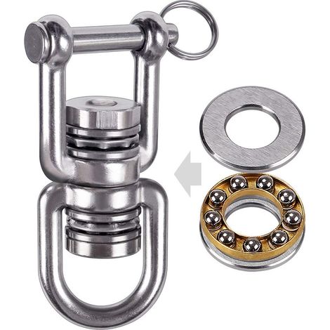 Hamac Pivotant, Pivot à Roulement pour Balançoire 360 Rotation Acier Inoxydable Crochet pour Chaise Corde Yoga/Cercle Aérien/Kit Suspension pour Sac Frappe, Boucle fermée Forme D (1/5)