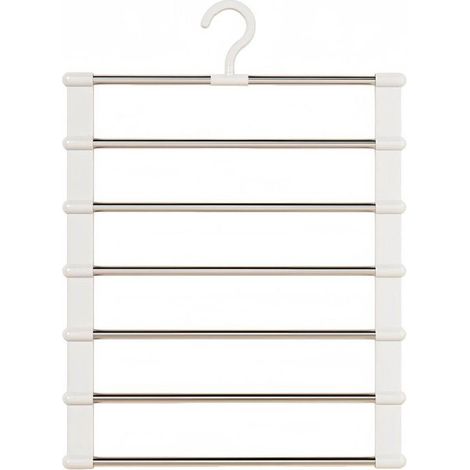 1 Cintre à pantalons 6 en 1, Acier inoxydable et PVC, Gain de place, Pour placard (1/5)