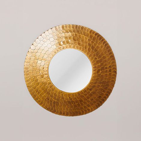 Miroir rond écailles doré 81x81x81cm
