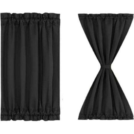 Lot de 2 rideaux occultants à passe-tringle coulissant pour porte, noir, 63,5 x 101,6 cm