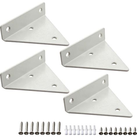 4 Pièces 810cm Supports d’Étagère Flottants Invisibles, Supports à Tablettes Muraux Triangulaires, pour Fixation Discrète de Tablettes et Étagères, pour Décoration Intérieure, Blanc (1/5)