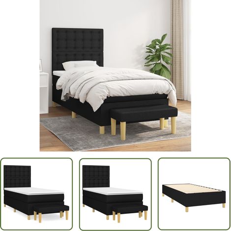 The Living Store Boxspringbett mit Matratze Schwarz 100x200 cm Stoff - Boxspringbett - Doppelbett - Schlafraum - Betttisch - Bettsofa (1/5)