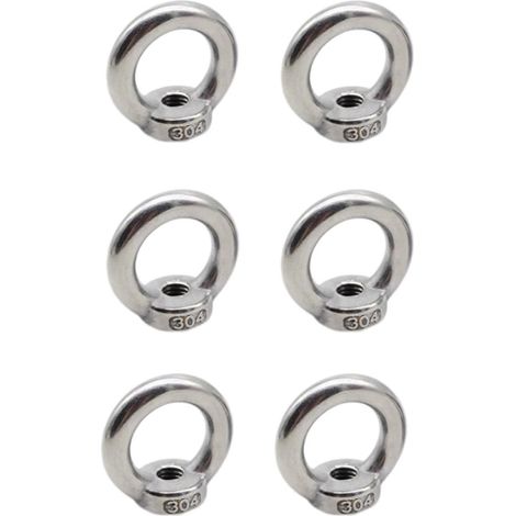 6 Pièces Anneau Inox 304(A2), M8 Écrou à Anneau, Écrous À Oeil, D'écrous À Anneau pour Fixer des Suspendus Relier Usage Intérieur Extérieur (1/2)