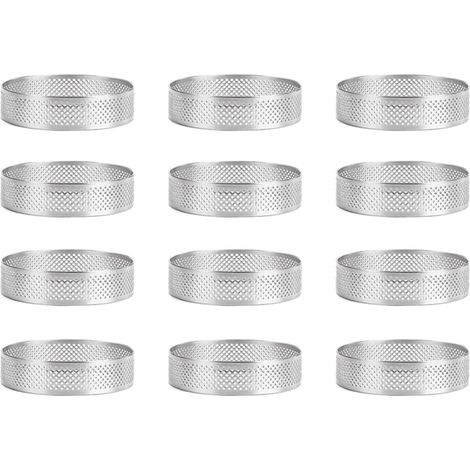 DOLASO 12 Stück Kuchen-Mousse-Ringe aus Edelstahl, perforierter Kuchen-Mousse-Ring, Kuchenringform, runde Kuchen-Backwerkzeuge 6 cm (1/4)