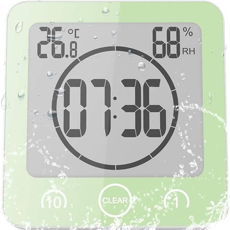 Horloge de salle de bain, horloge de douche numérique, compte à rebours