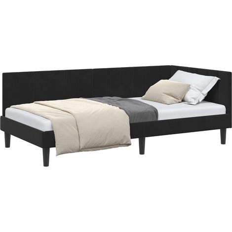 Maison Exclusive - Cornice del letto ad angolo Nero 90 cm x 190 cm Velluto