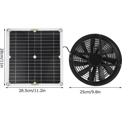 Kit de ventilateur à panneau solaire, ventilateur d'extraction solaire portable étanche 100 W 12 V avec protection métallique, pour poulailler, serre, abri de jardin, animalerie, conduit d'évacuation (1/5)