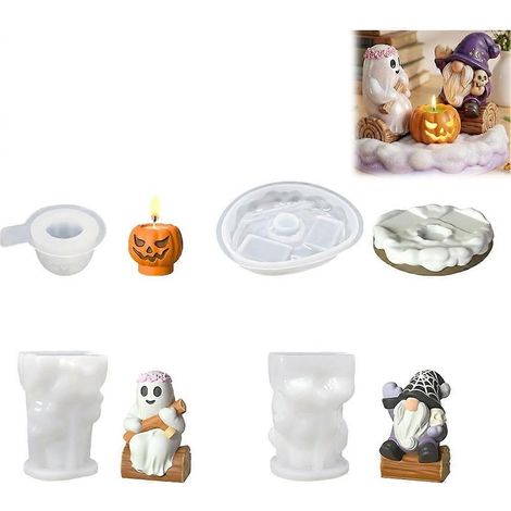 Moules à bougies d'Halloween, moules à bougies en silicone pour décorations de fête, pour les dîners à la maison et les jours festifs (1/5)