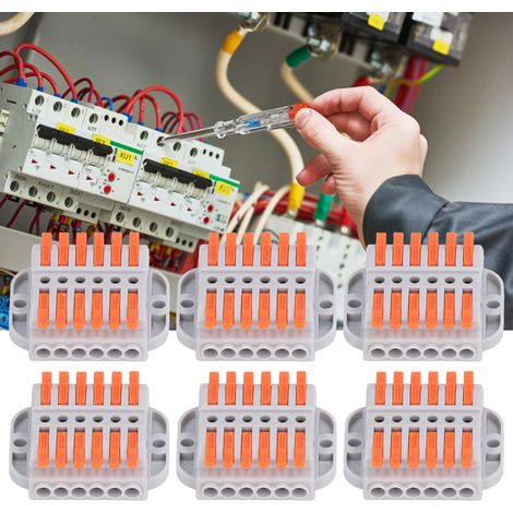 6Pcs Connecteurs de fils compacts ABS Borne de connexion rapide en cuivre Conducteurs de câblage universels,DUBUNS (1/5)