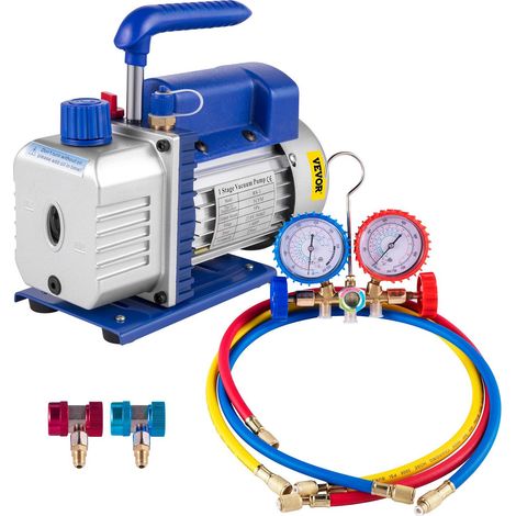 Kit de pompe à vide frigorifique 3 CFM 1/4 HP avec manomètres pour climatisation et contrôle de réfrigérant 85 L/min (1/5)