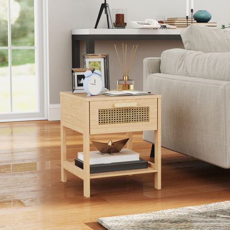 Nachttisch, Nachtschrank, Beistelltisch mit Schublade, MDF 40 x 40 x 48,4 cm