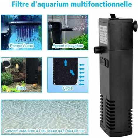 VURAHOME - Filtre Aquarium à Débit d’Eau 4 W 600L/H Filtre Interne pour Aquarium 60L Filtre Pompe Aquarium avec éponges Filtrantes pour Poisson (1/4)