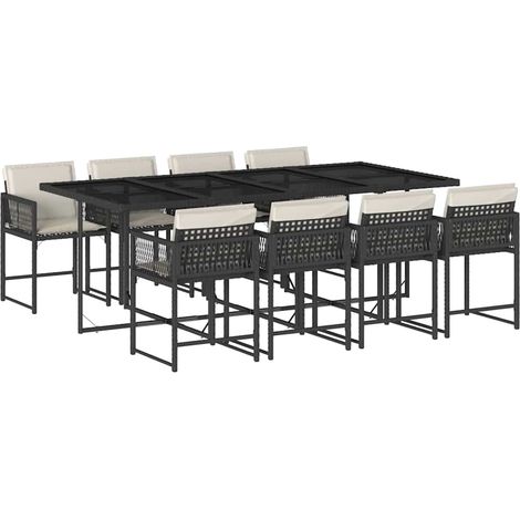 Maison Exclusive - Set de comedor de jardín 9 pzas y cojines ratá (1/5)