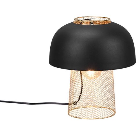 PUNCH LAMPADA DA TAVOLO IN METALLO NERO E ORO H. 28CM 1 LUCE ATTACCO E27 (1/3)