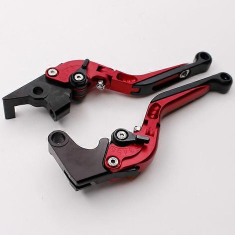 Modification du guidon télescopique pliable en alliage pour moto vintage Tenere 700, levier de frein, poignée d'embrayage et klaxon (rouge 3) (1/5)