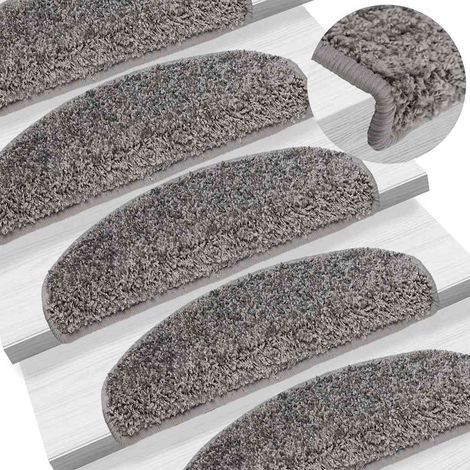 vidaXL Felpudos para escaleras (15 unidades, 65 x 21 x 4 cm, gris, semicirculares, grandes) (1/5)