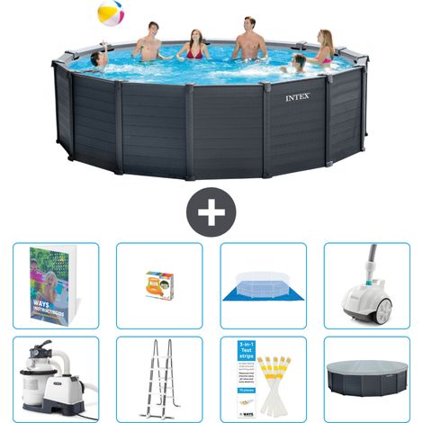 Intex Piscine Graphite Panel Ronde - 478x124 cm - 9-pièces  S590 (1/4)