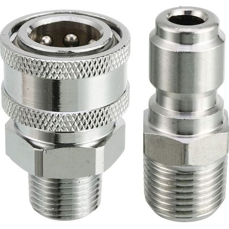 Kit de raccord rapide pour nettoyeurs haute pression, filetage mâle 9,5 mm, 5000 PSI, kit de raccord rapide 3/8" – filetage mâle (1/5)