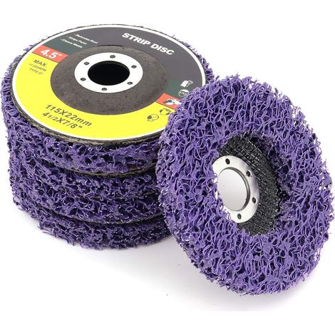 ZOLGINAH Disco de limpieza de 5 piezas, rueda de pelado de pintura, disco de lijado de banda de polietileno, rueda de limpieza para amoladora angular de 115 mm (púrpura) (1/4)
