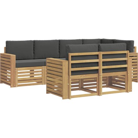 Conjunto de sofás de exterior 7 uds. 7 plaza Blanco y Antracita vidaXL (1/5)