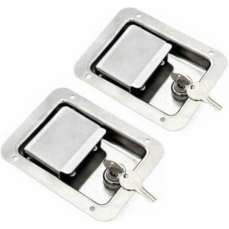 Matériel Paquet de 2 Loquet à Ressort pour Palette en Acier Inoxydable avec Serrure et Clé - Poignée Unique à Affleurement pour Remorque de Porte RV (1/4)