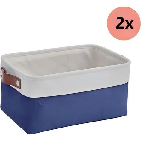 Aufbewahrungskorb-Set,2-teilig,Stoffbox mit Ledergriff,Faltbarer Aufbewahrungskorb,Geeignet für Spielzeug,38 x 28 x 24 cm,Ausführung 2 (1/5)
