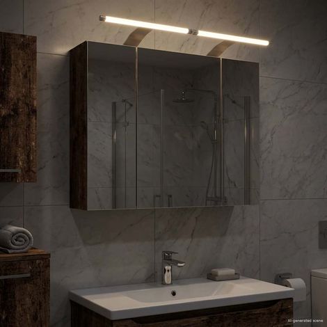Armario con espejo de baño Madera vieja 60 x 14,5 x 50 cm