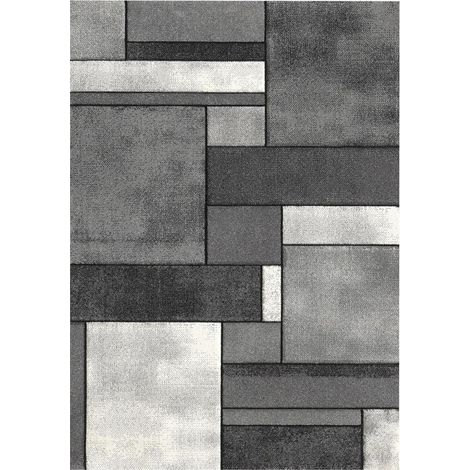 Tapis salon et chambre 160x230 gris rectangle tissé motif géométrique LYN8 GEOME (1/5)