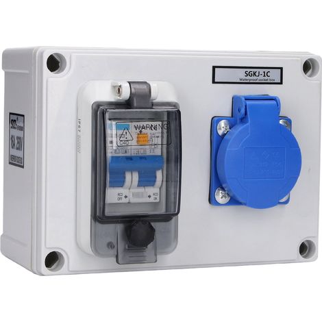 Unterputz-Wandsteckdose, Elektroverteilerkasten, deutsche Norm, 200–250 V, 230 V, 40 A, 1P+N, Fehlerstromschutzschalter (FI-Schalter) (1/5)