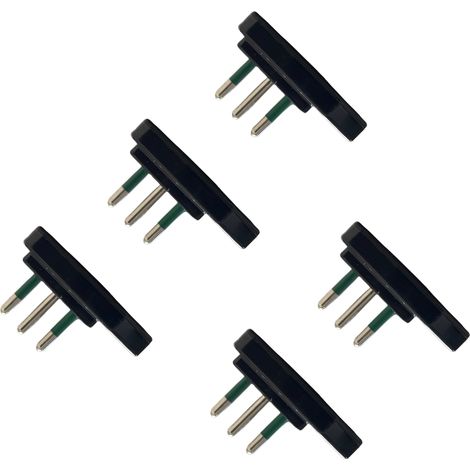 gloca 5er-Set platzsparende Flachstecker, 10 A, Farbe Schwarz, italienischer Standard, 250 V