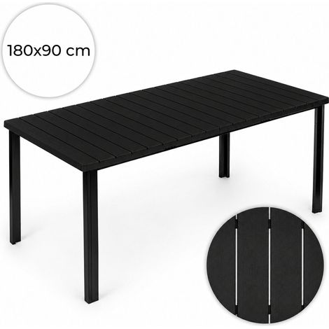 Large 8-Seater Garden Table, 180×90 cm, Black HDPE (1/5)