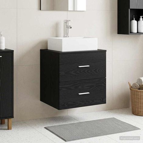 vidaXL Mobile Lavabo da Parete Rovere Nero 49,5 x 41 x 62,5 cm