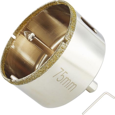 Scie-cloche diamant de 75mm avec foret pilote, pointe de 75mm, avec foret de guidage au centre pour verre, porcelaine, céramique, marbre et granit (1/5)