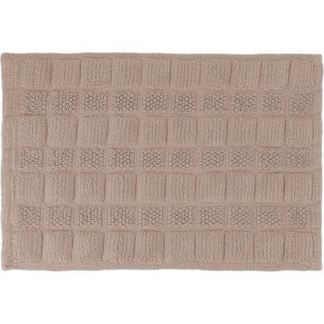 Descente de Bain Coton, 60 x 40 cm, antidérapant, Lavable, Tapis de Baignoire, Sortie de Douche, Marron Clair (1/5)