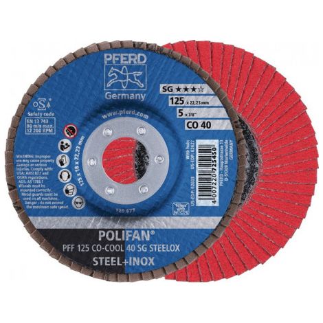 Disque à lamelles POLIFAN CO-COOL SG STEELOX D. 125 mm granulation 60 conique IN (Par 10)