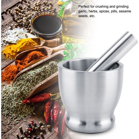 Mortier et Pilon en Acier Inoxydable pour Épices, Ail et Noix - Ustensile de Cuisine (1/5)