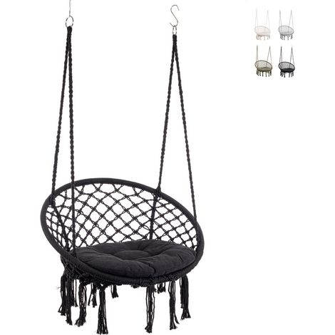 Silla colgante tipo hamaca de jardín de tela 80x130 cm Javier YES - Negro (1/3)