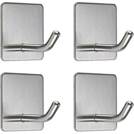 4er-Set selbstklebende Edelstahl-Wandhaken mit quadratischer Basis, Handtuchhaken zur Wandmontage für Bad, Küche, Tür (1/4)