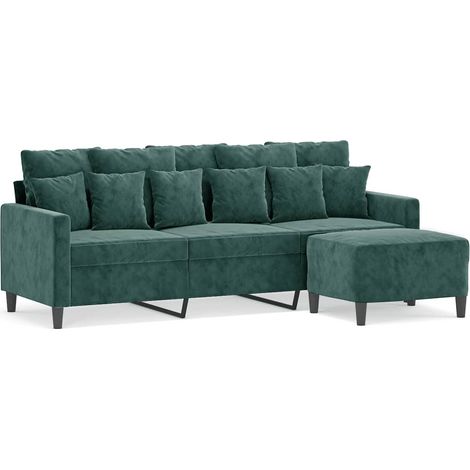 Canapé à 3 places,Sofa pour Salon,Banquette avec repose-pieds Vert foncé 180 cm Velours CFW535455 (1/5)