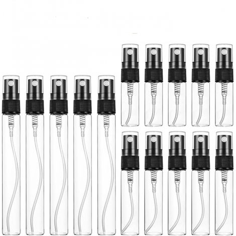 15pcs Vaporisateur Parfum Vide Rechargeable Mini Bouteille Spray Verre pour Échantillon de Parfums, Vaporisateurs Cosmétiques,(3ml,5ml,10ml) Noir (1/5)