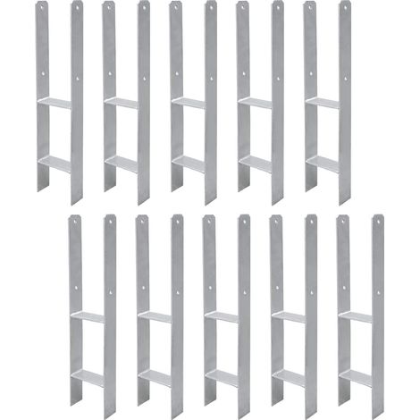 Lot de 10 ancrages de poteau en H - Support de poteau en H - Pour poteaux - Pour clôture et serre - Poteaux carrés en bois (91 x 600 mm) (1/5)