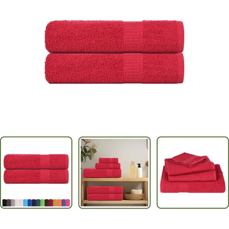 vidaXL Baumwollhandtuch - Duschtücher FROGN 2 Stk. Rot 70x140 cm 360 g/m² (1/5)