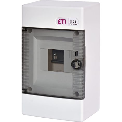BOÎTE À FUSIBLES EN SAILLIE IP40 - PETIT DISTRIBUTEUR DE COURANT - BOÎTE DE DISTRIBUTION EN SAILLIE (1 RANGÉE 4 MODULES, PORTE T