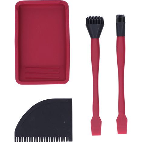 Lot de 4 pinceaux à colle pour le travail du bois, 2 pinceaux en silicone, 1 plateau de colle, 1 grattoir plat (1/5)