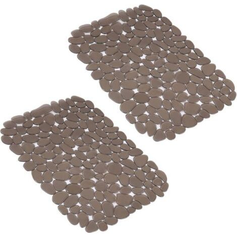 BUNTHAUS Lot de 2 Tapis Evier Cuisine Gris Clair,  Tapis de Protege Evier Cuisine en PVC, 40x30cm Tapis Evier, Tapis D'évier en Forme de Galets pour Le Fond de L'évier de Cuisine