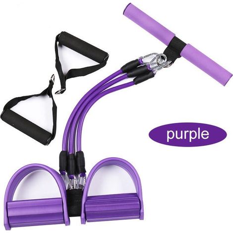 Appareil de traction à pédales et 3 tubes détachables — Assistant multifonction pour abdominaux, corde de traction fitness et bande de résistance pour yoga-DELKEVIC (1/3)