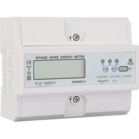 Digitaler Energieverbrauchszähler (220/380 V, 10–40 A), 3-phasig, kWh-Zähler mit LCD-Anzeige (1/5)