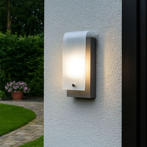 LED Außen Wand Lampe 3,7 Watt Metall silber Glas Balkon Terrassen Leuchte Eglo 78136