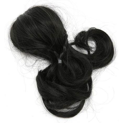 Perruque Synthétique pour Poupée avec Cheveux Longs Bouclés et Résistance à la Chaleur - Noir (1/5)